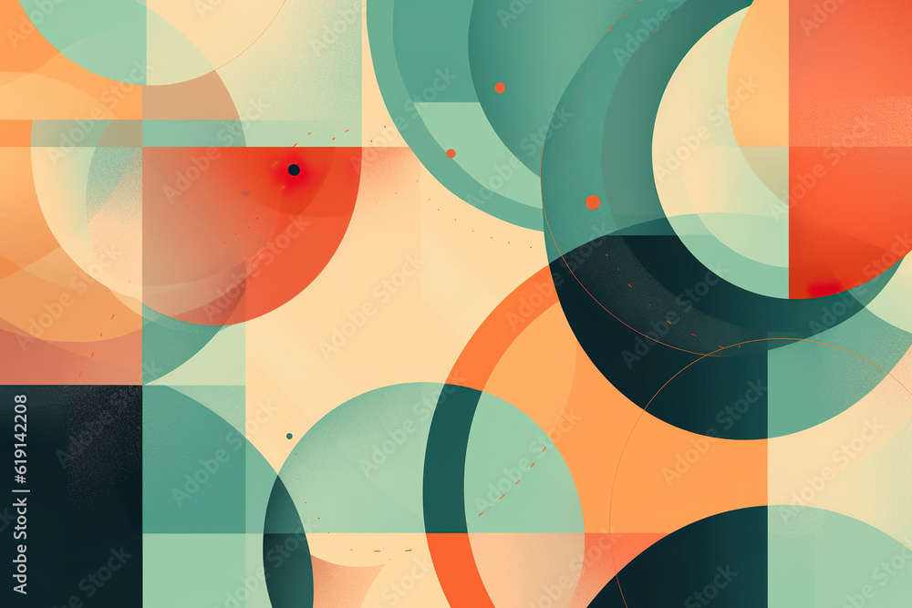 Poster a picture of some circles and a red dot. generative ai.
