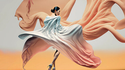 Images evoking movement  swirls of fabric to whirling bodies