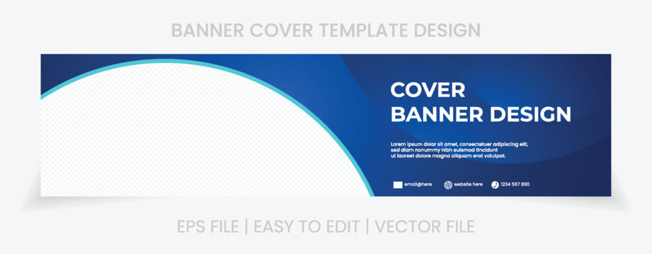 blue banner abstract background linkedin cover social media template vector design