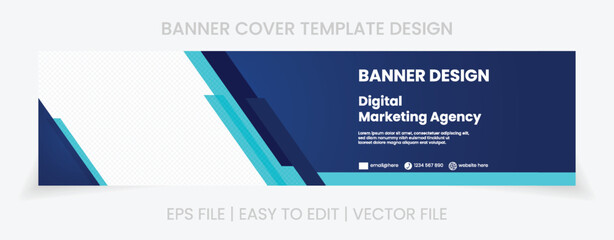 blue banner abstract background linkedin cover social media template vector design