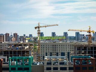 construction site with cranes, Astana