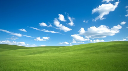 Fototapeta na wymiar Grassy hills with blue sky.Generative Ai.