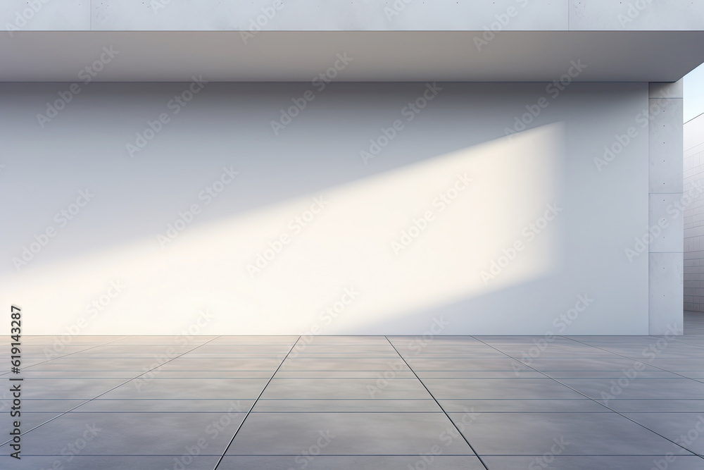 Poster white minimal architecture building background empty wide space for mock up, concrete floor car park