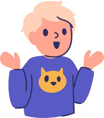 Cute Boy Shrug Gesture with Blue Sweater