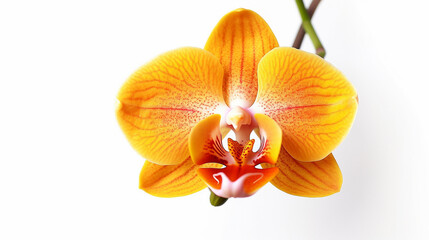 Orange orchid isolated on white background.Generative Ai.