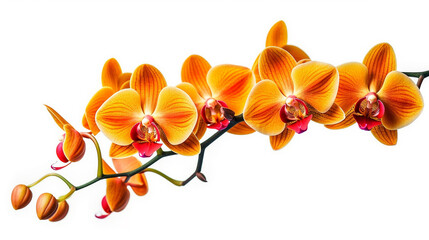 Orange orchid isolated on white background.Generative Ai.