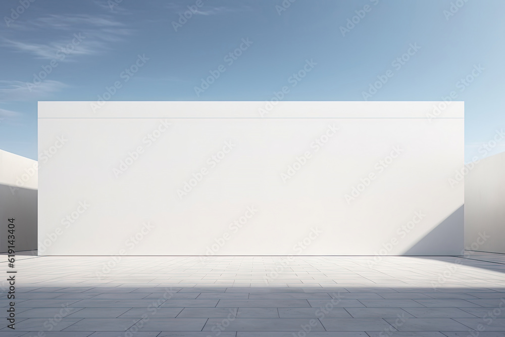 Poster white minimal architecture building background empty wide space for mock up, concrete floor car park