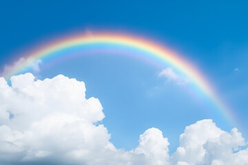 Beautiful rainbow with cloud.Generative Ai.