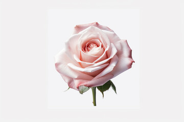Pink rose on white background.Generative Ai.