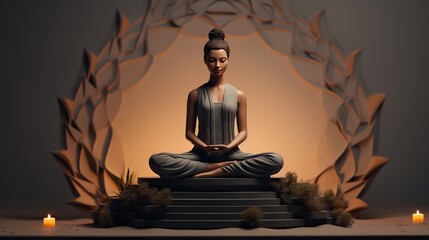 miniature beautiful woman meditating
