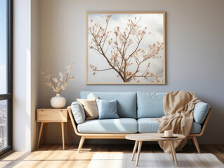 Mockup poster frame in home interior , Mockups Design 3D, High-quality Mockups, Generative Ai