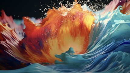 orange and blue water splash wave