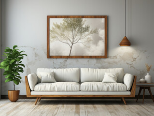 Mockup Poster Background In Living Room , Mockups Design 3D, High-quality Mockups, Generative Ai