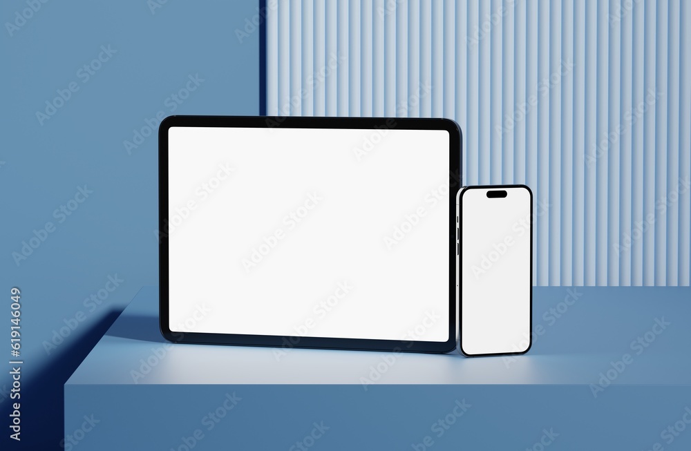 Poster responsive web design and website mockup, devices collection mockups, smartphone desktop tablet lapt