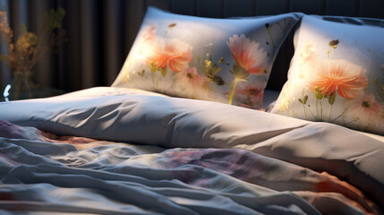 bed with pillows HD 8K wallpaper Stock Photographic Image