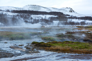 Parc naturel de Geysir l'hiver en Islande.