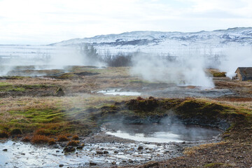 Site touristique de Geysir en Islande.