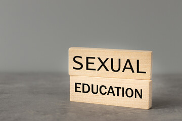 Sexual education, Wooden blocks with the words 