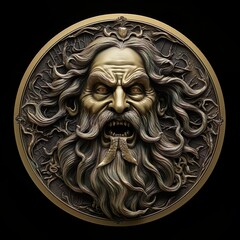 Coin depicting the head of the god Neptune. Generative AI - obrazy, fototapety, plakaty