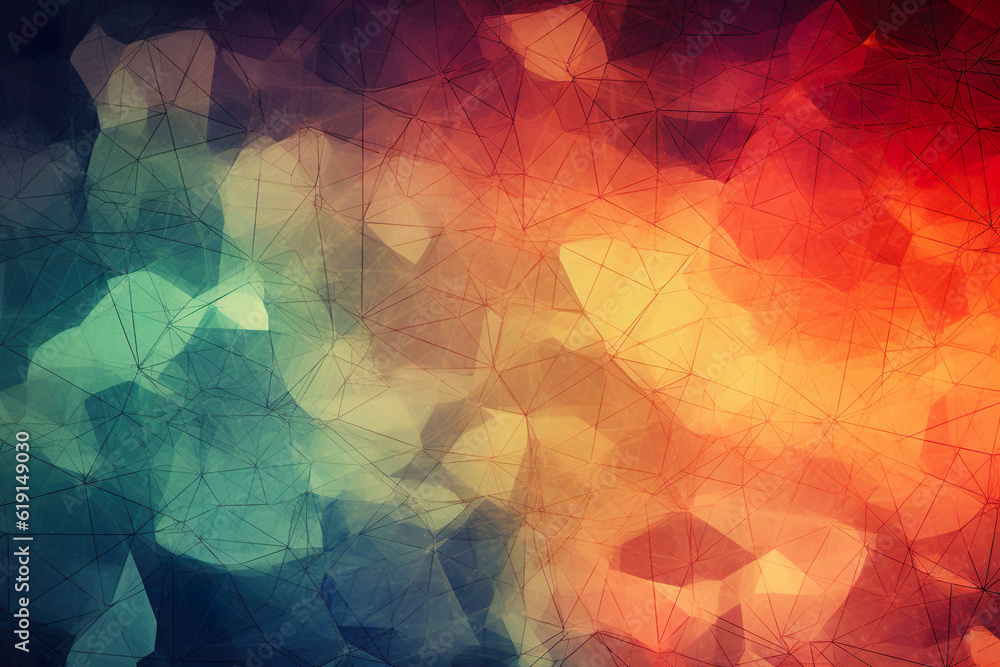 Poster a multicolored abstract background with triangles. generative ai.