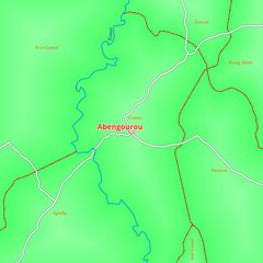 Map of Abengourou City in Ivory Coast