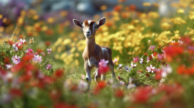 deer in the field HD 8K wallpaper Stock Photographic Image