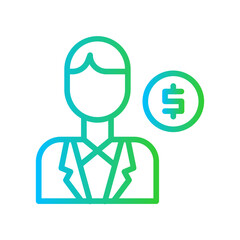Businessman Business and Finance icon with green and blue gradient outline style. people, manager, management, teamwork, human, person, man. Vector illustration