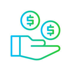 Investment Business and Finance icon with green and blue gradient outline style. bank, currency, coin, growth, exchange, dollar, savings. Vector illustration