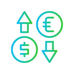 Money Exchange Business and Finance icon with green and blue gradient outline style. dollar, currency, payment, savings, change, economy, stock. Vector illustration