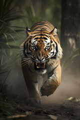 Fototapeta na wymiar tiger in tropical rainforest