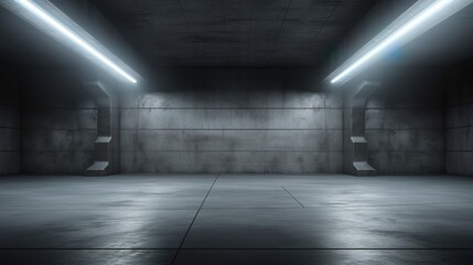 Futuristic Studio Stage Underground White Light Glowing