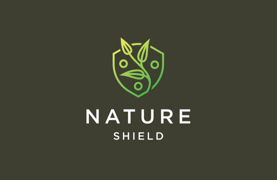Leaf of shield logo icon design template flat vector