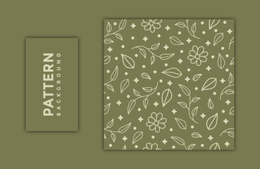 Seamless ornate nature leaf slim with frame linear vector pattern premium vector