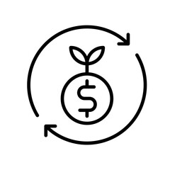 Return on Investment Business and Finance icon with black outline style. money, finance, income, pay, dollar, revenue, fund. Vector illustration