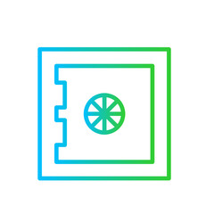 Bank Locker Business and Finance icon with green and blue gradient outline style. security, protection, safety, money, lock, metal, protect. Vector illustration