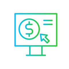 Pay Per Click Business and Finance icon with green and blue gradient outline style. business, technology, media, service, mobile, network, digital. Vector illustration