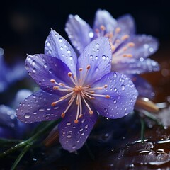 flowers with drops of water on the petals in summer rain