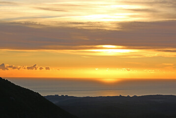Mediterranean Sea from Gourdon village, France at sunrise