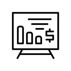 Business Presentation Business and Finance icon with black outline style. teamwork, group, conference, seminar, training, meeting, discussion, strategy. Vector illustration
