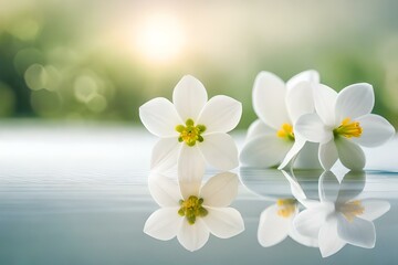Naklejka na ściany i meble white flowers in the garden by AI generating