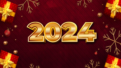2024 text effect, editable golden christmas text style