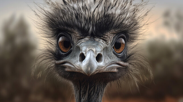 ostrich head close up HD 8K wallpaper Stock Photographic Image