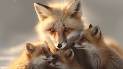 Fototapeta premium fox and its cub HD 8K wallpaper Stock Photographic Image