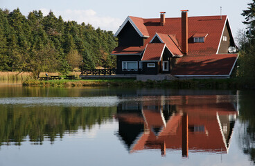 Fototapeta na wymiar Golcuk Lake in Bolu, Turkey, is one of the country's important natural areas.