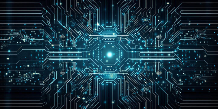 background in digital electronic circuit board or holography style. Generative AI