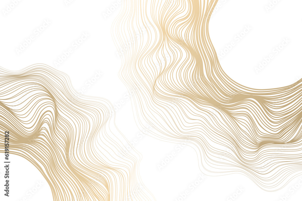Poster Vector abstract line art wavy flowing dynamic curve gold gradient isolated on transparent background in concept luxury, wave