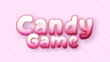 Cartoon text effect, editable pink candy game text and comic text style