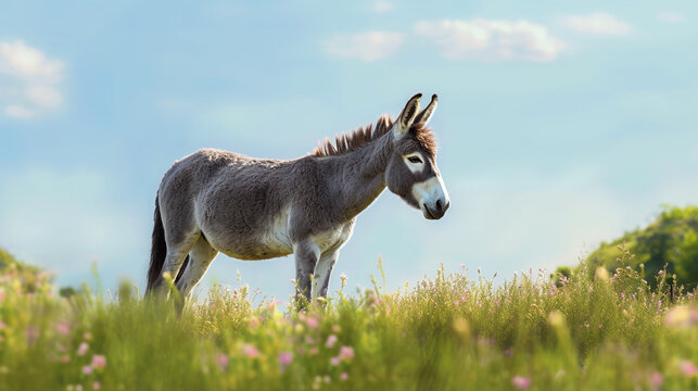 donkey on  the grass HD 8K wallpaper Stock Photographic Image