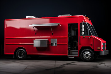 Red Food Truck with Open Doors
