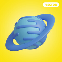 planet 3D vector icon set, on a yellow background